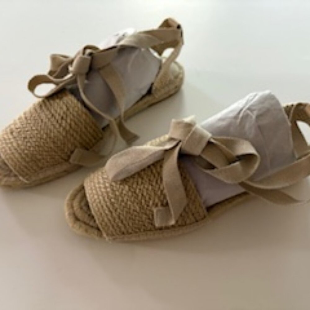 Mango Espadrille Lace Up Flat Sandal